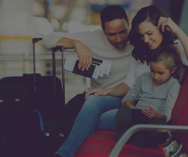 Family enjoying time together at the airport